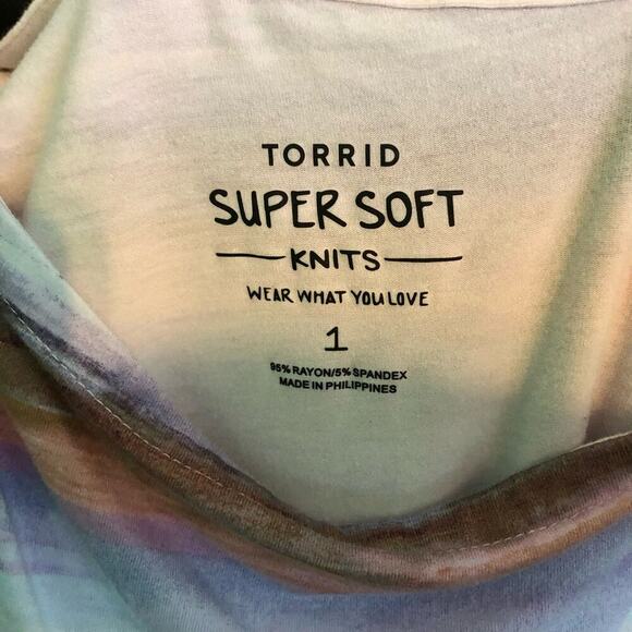 Torrid Off-Shoulder Super Soft Tee Purple & Pink Knit Top - Torrid 1 (1X 14/16) - Picture 3 of 7